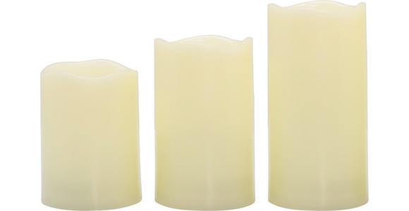 LED-KERZENSET  - Creme, LIFESTYLE, Kunststoff - Ambia Home