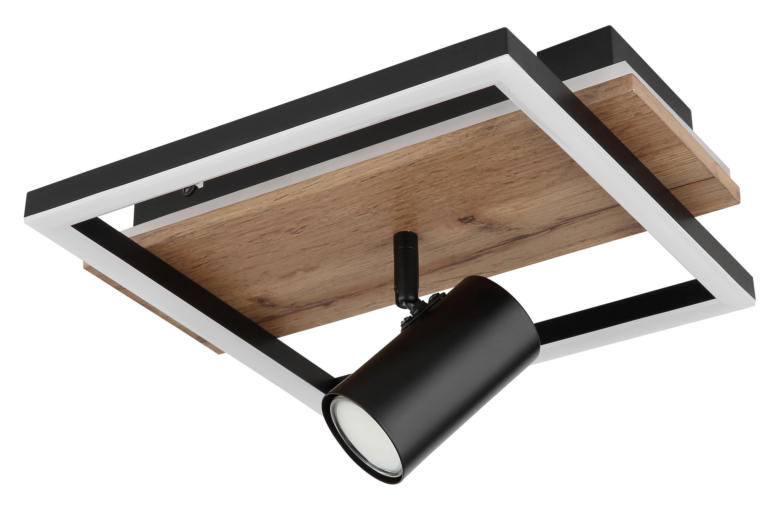 LED SVJETILJKA STROPNA KASSU  - bijela/tamno smeđa, Basics, drvni materijal/metal (32/27/15cm)