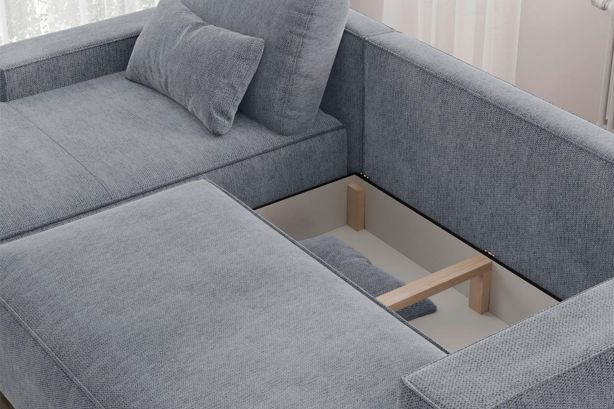 ECKSCHLAFSOFA  mit Rücken echt Chenille Anthrazit  - Anthrazit/Schwarz, MODERN, Kunststoff/Textil (154/247cm) - Livetastic