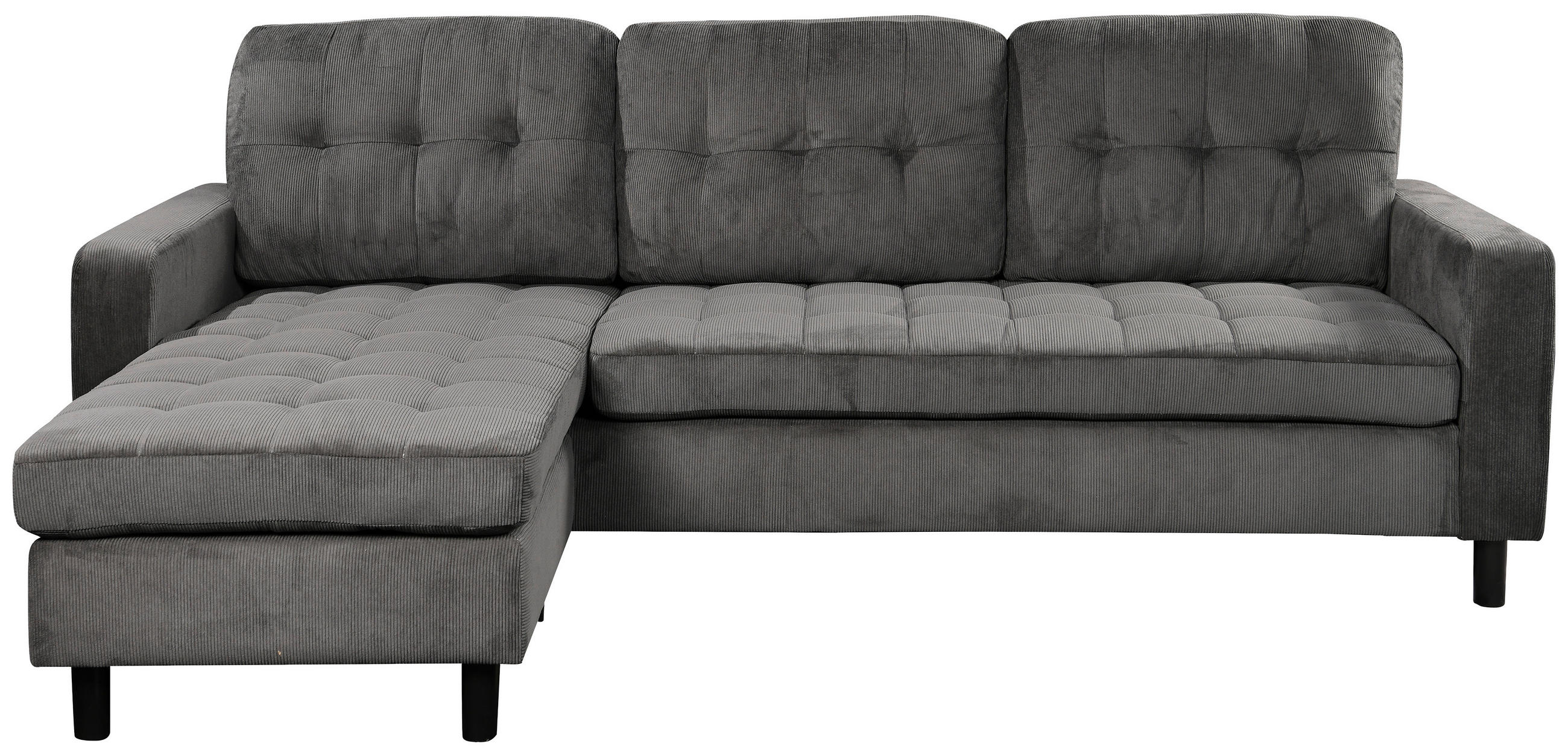 ECKSOFA ARDEN Grau Struktur Rückenkissen  - Schwarz/Grau, Design, Kunststoff/Textil (231/153cm) - MID.YOU