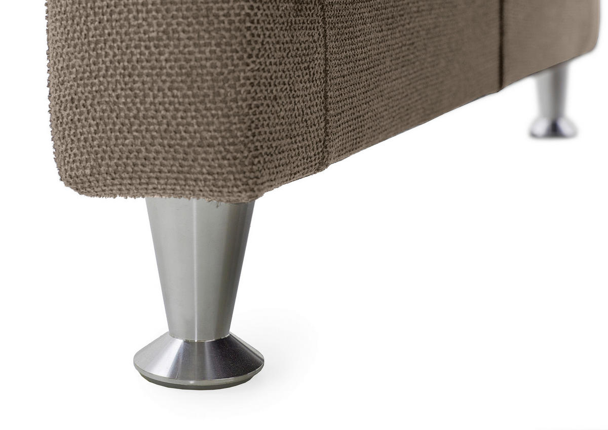 3-SITZER-SOFA Flachgewebe Taupe  - Taupe/Alufarben, MODERN, Textil/Metall (196/103/89cm) - Pure Home Comfort