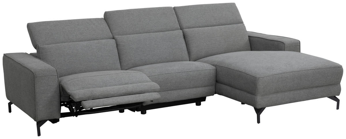 ECKSOFA Grau Webstoff  - Schwarz/Grau, Design, Textil/Metall (278/176cm) - Livetastic