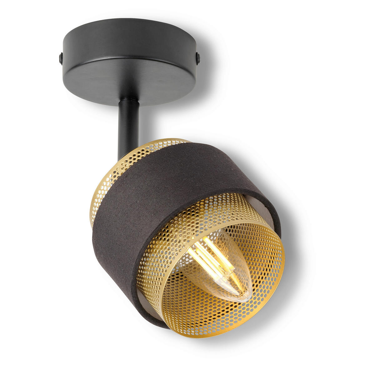 LED-STRAHLER 10/14,5/14,5 cm   - Goldfarben/Schwarz, Basics, Textil/Metall (10/14,5/14,5cm) - Osram