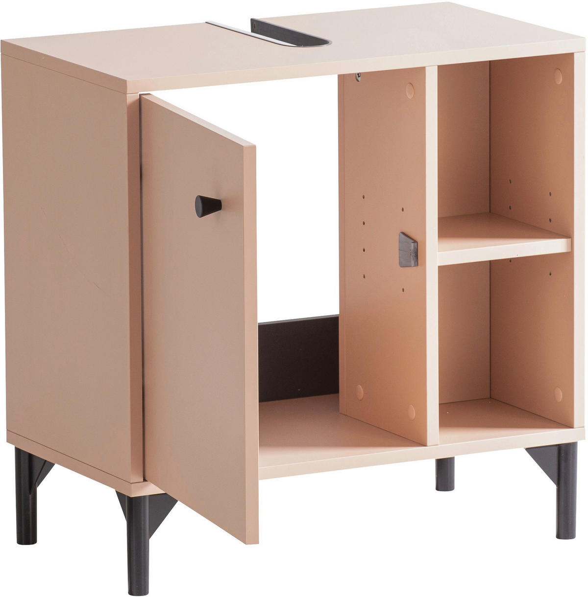 WASCHBECKENUNTERSCHRANK 60,2/60,3/33,1 cm  - Schwarz/Altrosa, KONVENTIONELL, Holzwerkstoff/Kunststoff (60,2/60,3/33,1cm) - Stylife