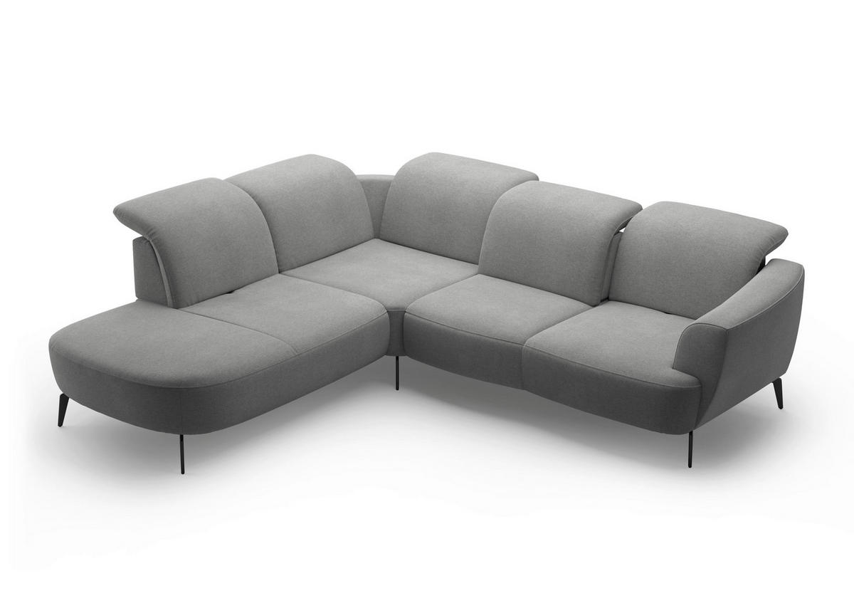 ECKSOFA in Mikrofaser Grau  - Schwarz/Grau, Konventionell, Textil/Metall (267/300cm) - Sit & More