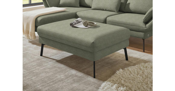 ECKSOFA  in Flachgewebe Salbeigrün Armteilverstellung, Relaxfunktion, Drehsitzfunktion  175-224/255-365 cm  - Salbeigrün/Schwarz, Design, Textil/Metall (175-224/255-365cm) - Dieter Knoll