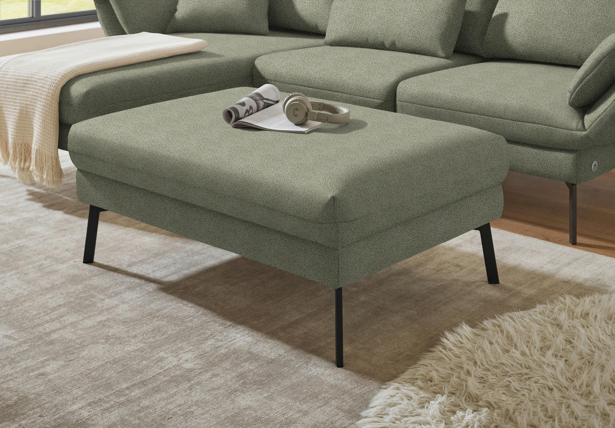 ECKSOFA  in Flachgewebe Salbeigrün  175-224/255-365 cm  - Salbeigrün/Schwarz, Design, Textil/Metall (175-224/255-365cm) - Dieter Knoll
