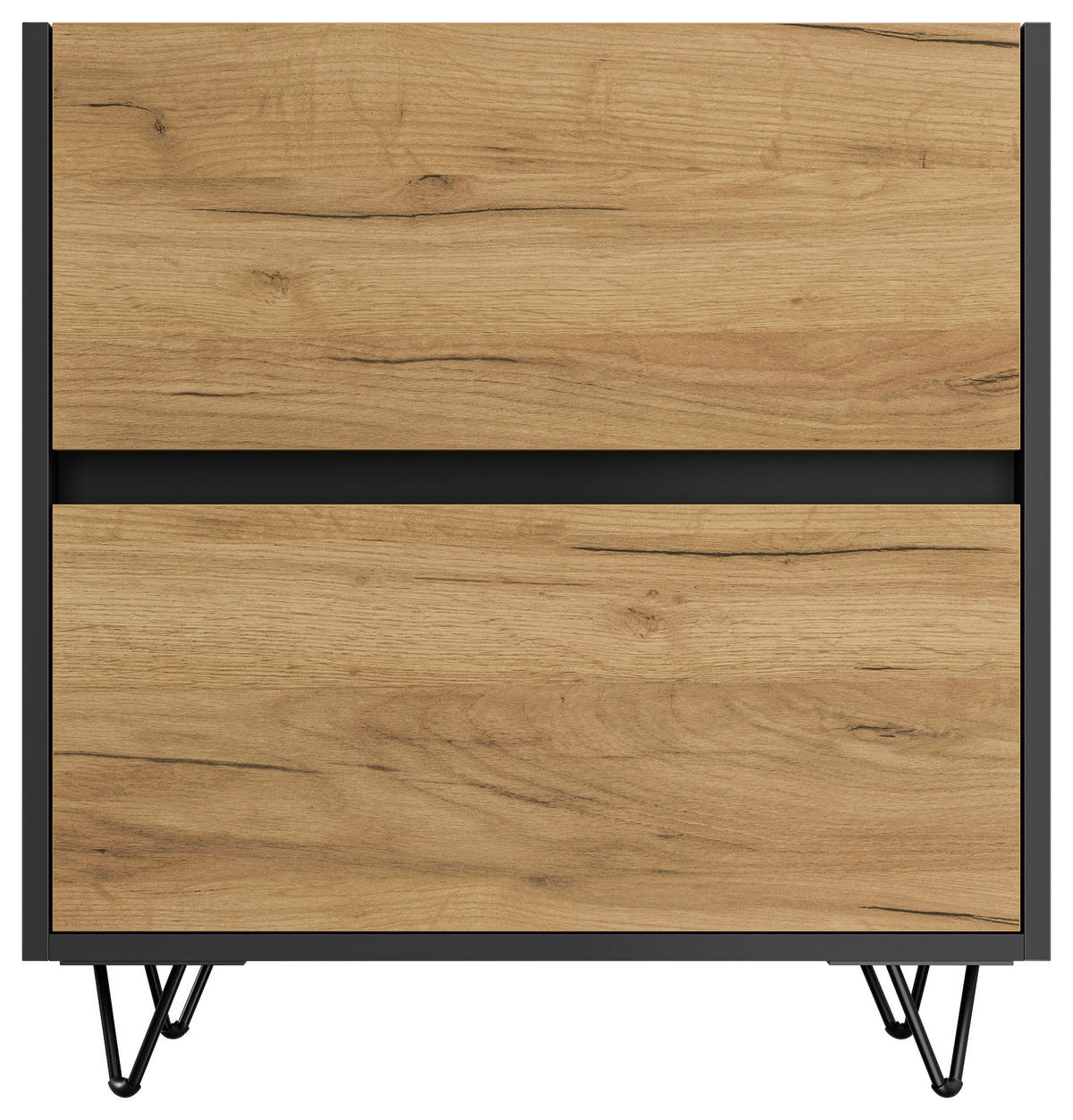 NACHTTISCH 61,2/65/42 cm  - Eichefarben/Graphitfarben, Basics, Holzwerkstoff/Metall (61,2/65/42cm) - MID.YOU