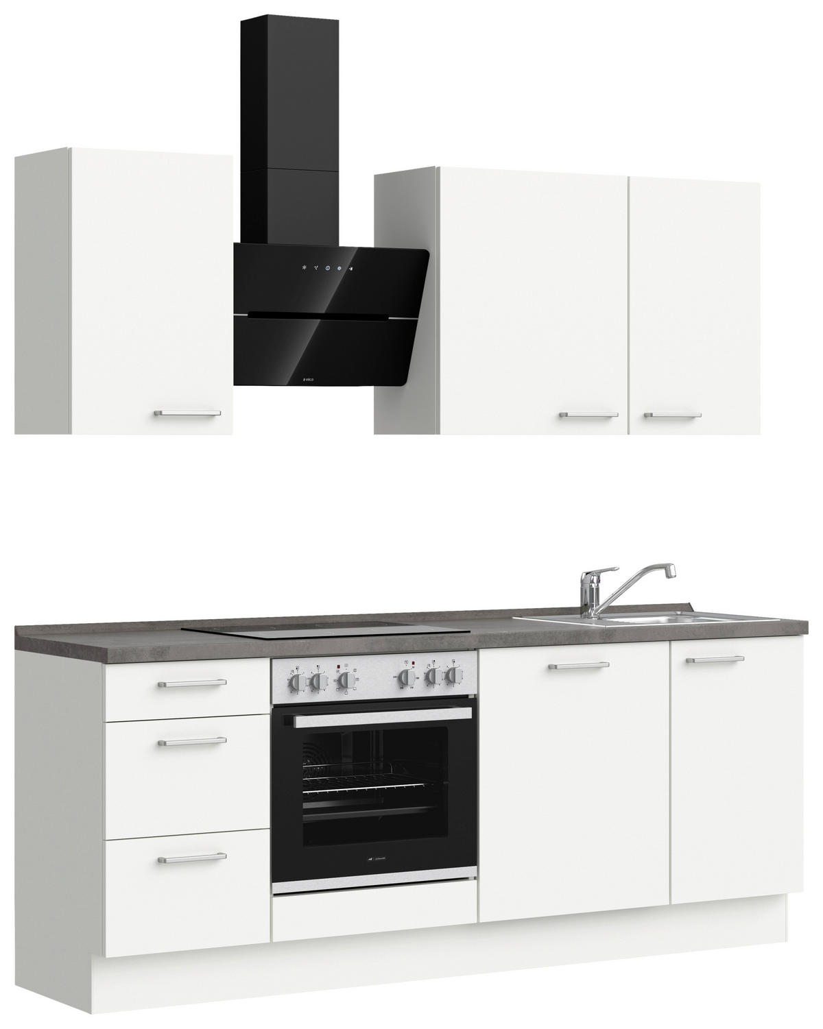 KÜCHENLEERBLOCK 210 cm   in Grau, Weiß  - Edelstahlfarben/Weiß, MODERN, Holzwerkstoff/Metall (210cm) - Nobilia