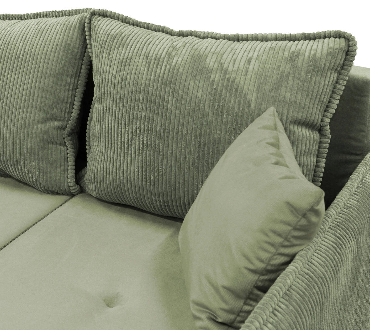 ECKSOFA TEDDY Mintgrün Cord, Bouclé Zierkissen, Rückenkissen, Bettkasten  - Naturfarben/Mintgrün, Design, Holz/Textil (215/142cm) - MID.YOU