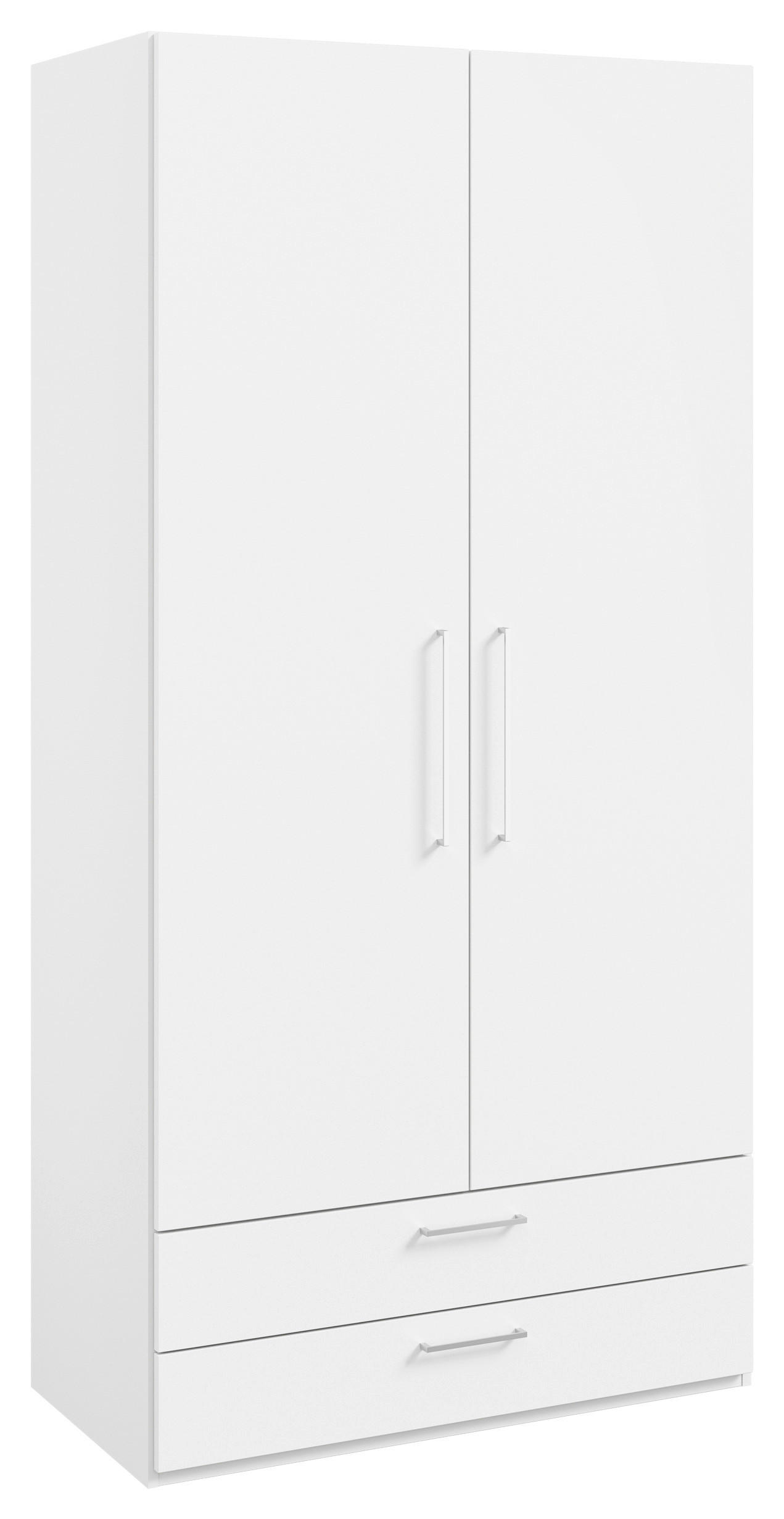 KLEIDERSCHRANK 2-türig Weiß - Edelstahlfarben/Weiß, Design, Holzwerkstoff/Metall (101,3/213,6/59,3cm) - Cantus
