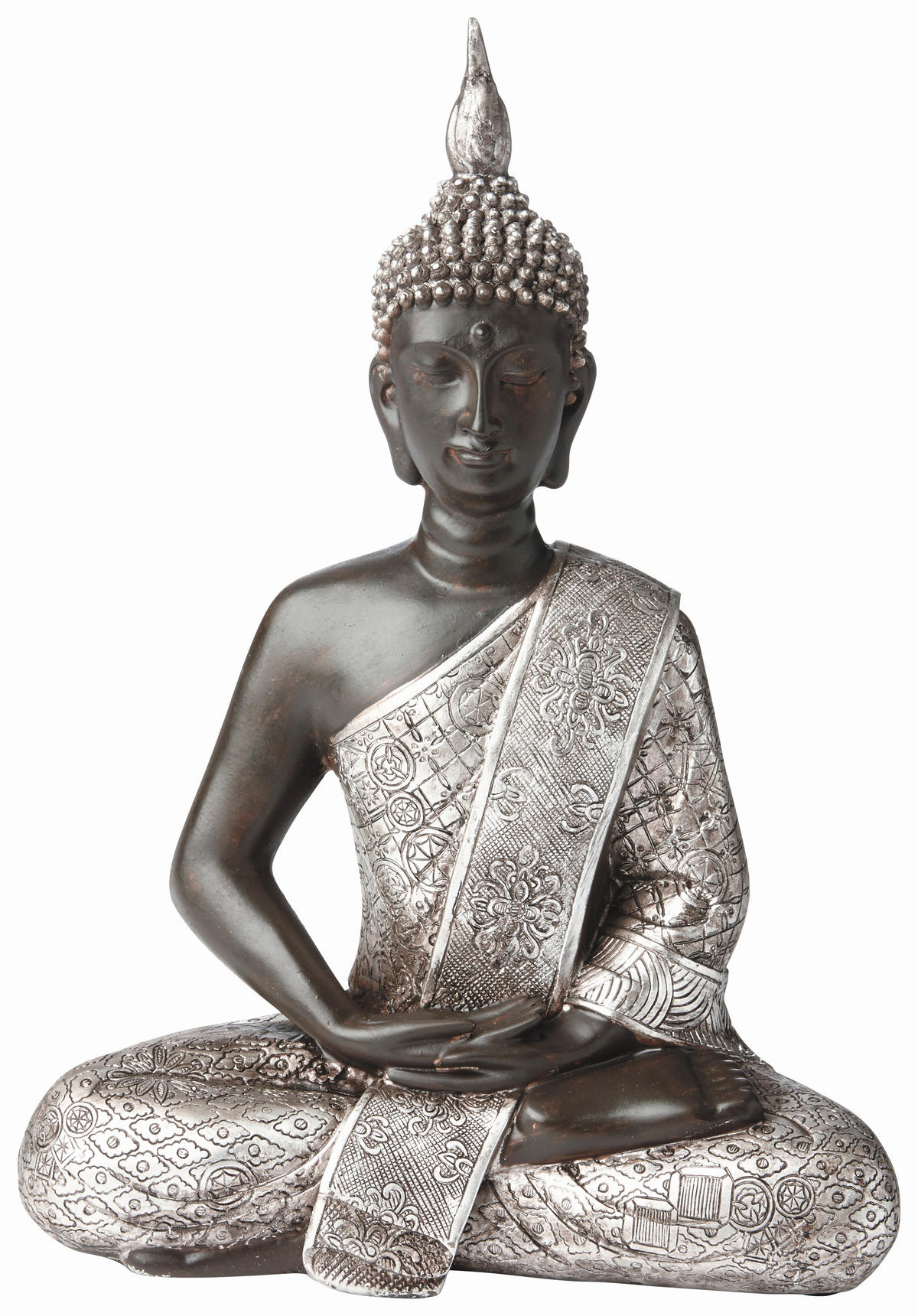 BUDDHA 21,5/28/11 cm  - Silberfarben/Braun, Basics, Kunststoff (21,5/28/11cm) - Ambia Home