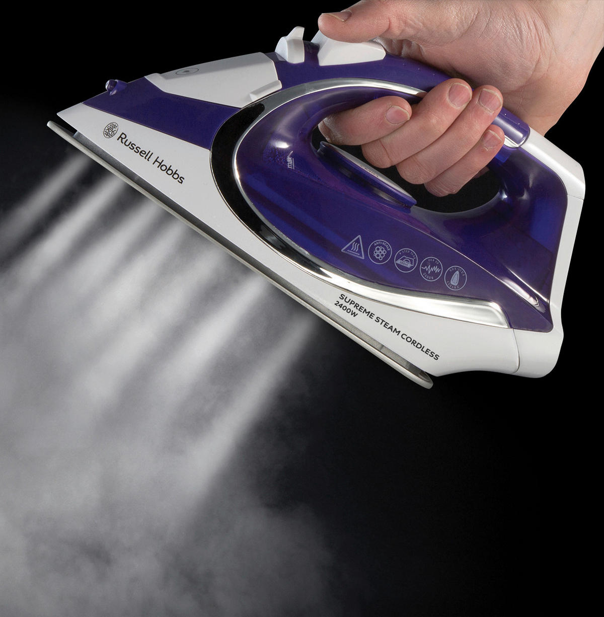 DAMPFBÜGELEISEN - Violett/Weiß, Basics, Kunststoff/Metall (18,4/29,8/18,4cm) - Russell Hobbs