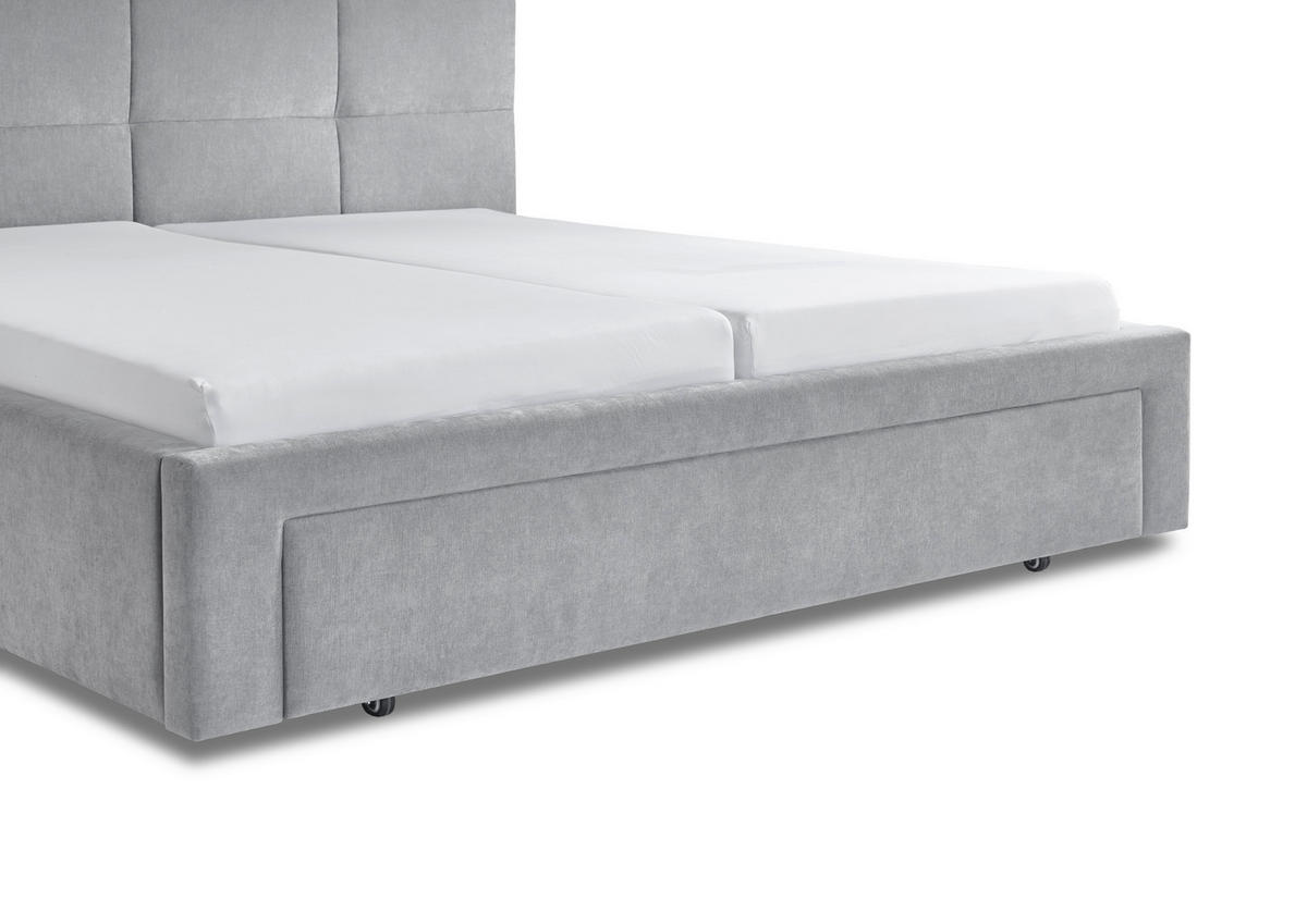 POLSTERBETT 180/200 cm,  in Grau, Bettschublade,  - Schwarz/Grau, Design, Kunststoff/Textil (180/200cm) - Stylife