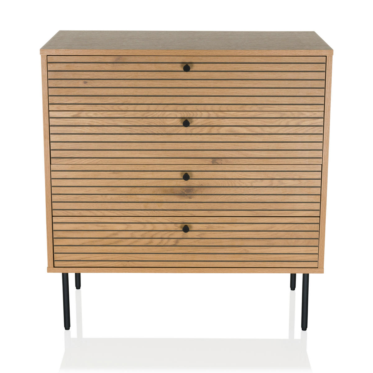 KOMMODE  in 80/85/40 cm  - Eichefarben/Schwarz, MODERN, Holzwerkstoff/Metall (80/85/40cm) - MID.YOU
