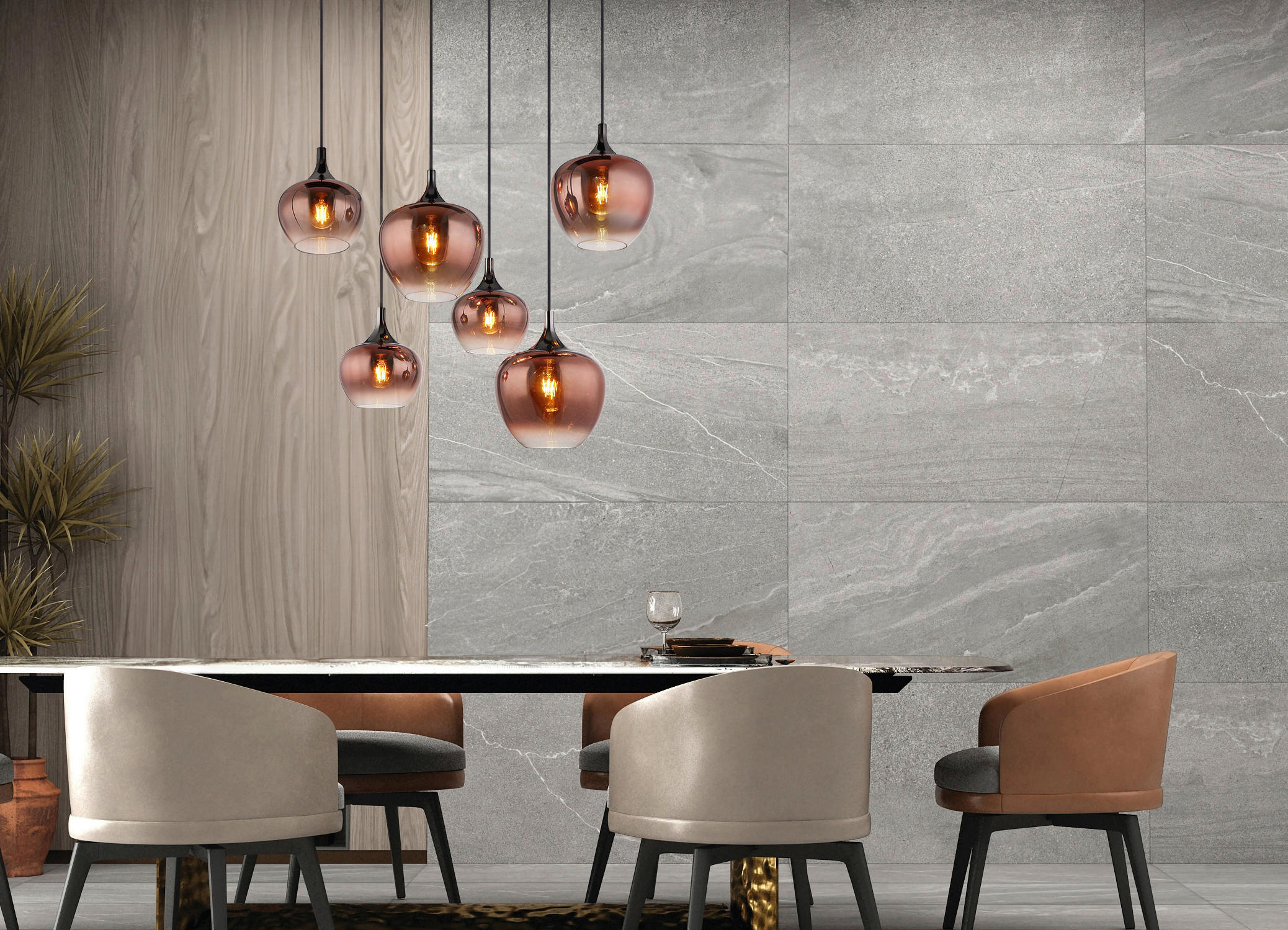 HÄNGELEUCHTE 86/42/120 cm  - Schwarz/Kupferfarben, Basics, Glas/Metall (86/42/120cm) - Globo