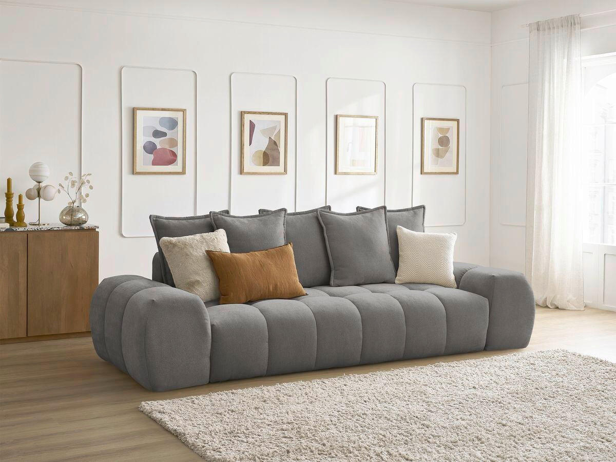 3-SITZER-SOFA EVEREST Struktur Dunkelgrau  - Dunkelgrau/Schwarz, MODERN, Kunststoff/Textil (278/90/115cm)