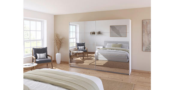 SCHWEBETÜRENSCHRANK  in Weiß  - Alufarben/Weiß, KONVENTIONELL, Glas/Holzwerkstoff (271/229/62cm) - Xora