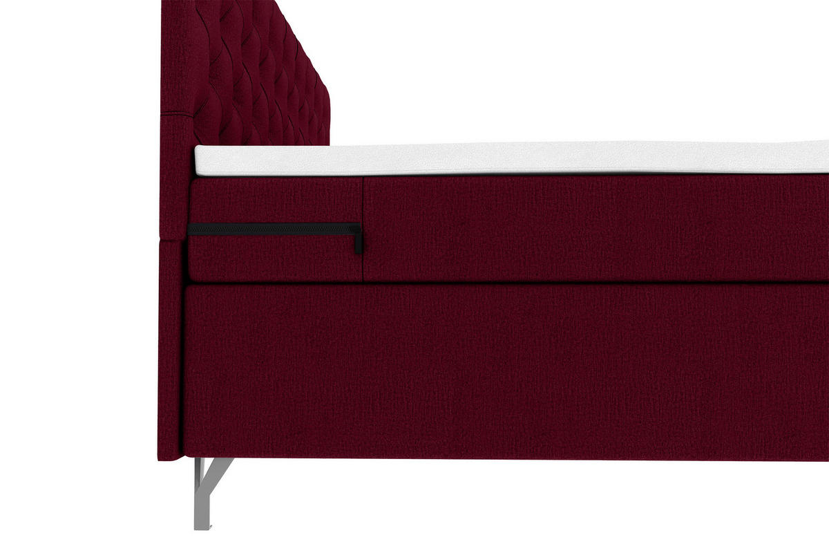 BOXSPRINGBETT 180/200 cm  in Weinrot  - Chromfarben/Weinrot, KONVENTIONELL, Textil/Metall (180/200cm) - Carryhome