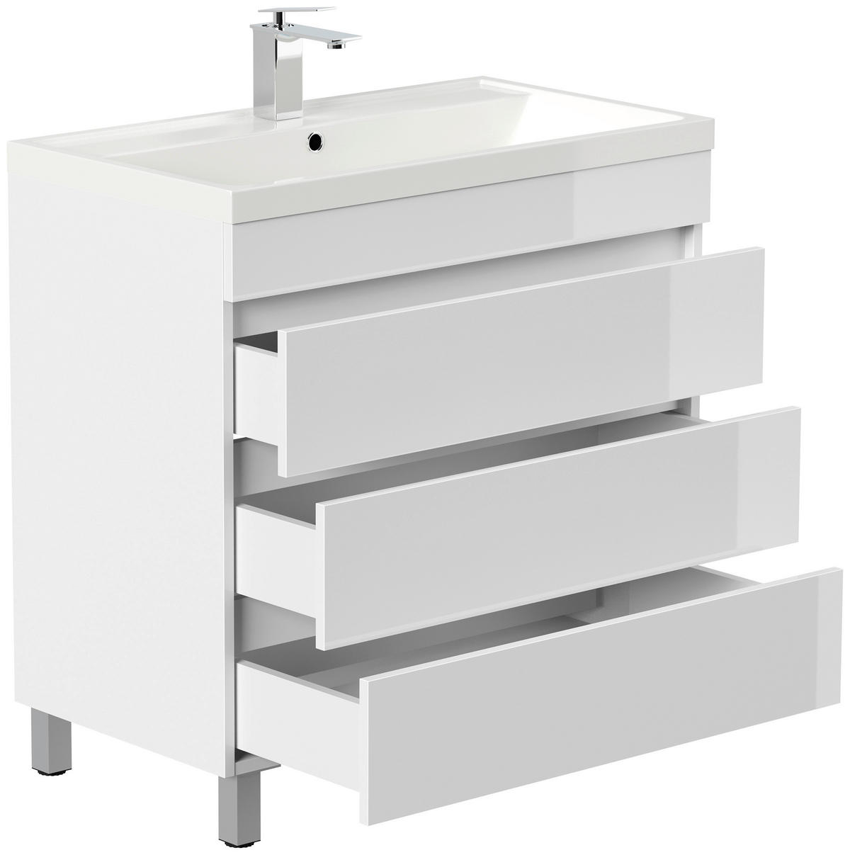 SKŘÍŇKA S UMYVADLEM,  - vysoce lesklá bílá, Trend, kompozitní dřevo/plast (80cm) - MID.YOU