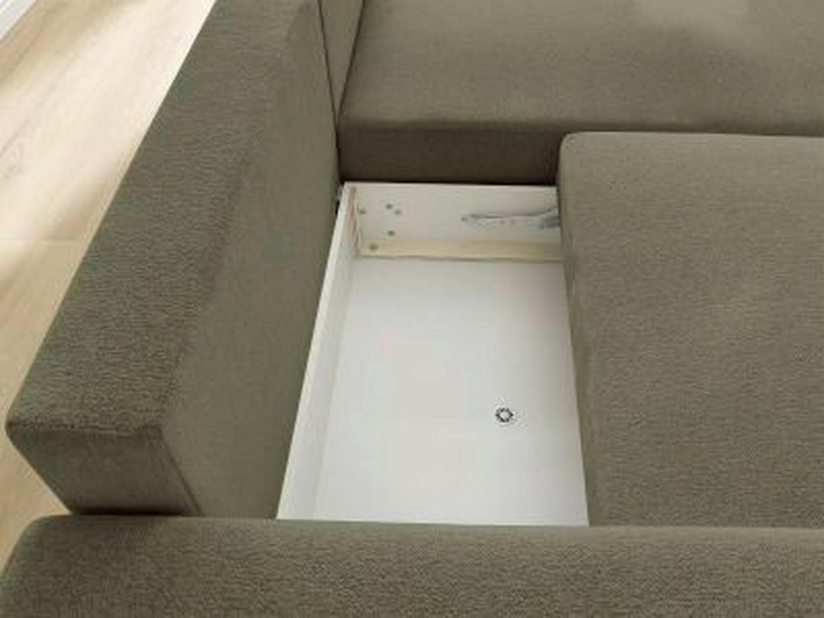 ECKSOFA Ottomane rechts  ATILLA Grün Flachgewebe  - Schwarz/Grün, MODERN, Kunststoff/Textil (244/149cm)