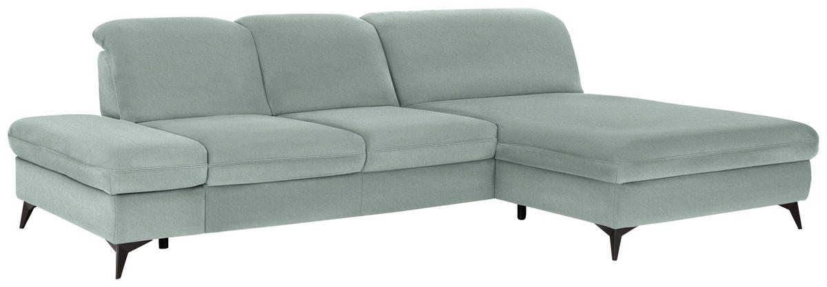 ECKSOFA  in Chenille Mintgrün  288/198 cm  - Schwarz/Mintgrün, Design, Textil/Metall (288/198cm) - Beldomo Style