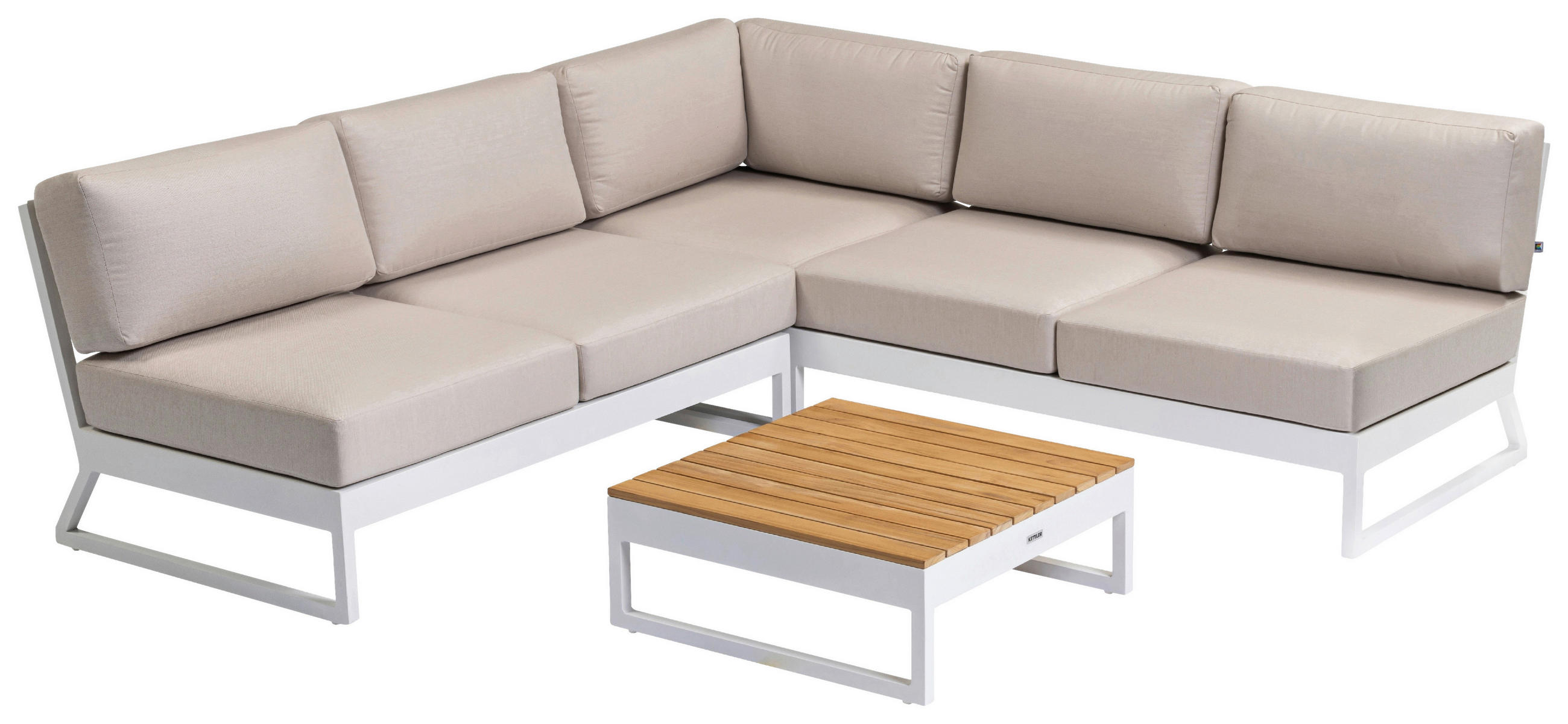 LOUNGEGARNITUR 218/218 cm Aluminium  - Beige/Weiß, Basics, Textil/Metall (218/218cm) - Kettler