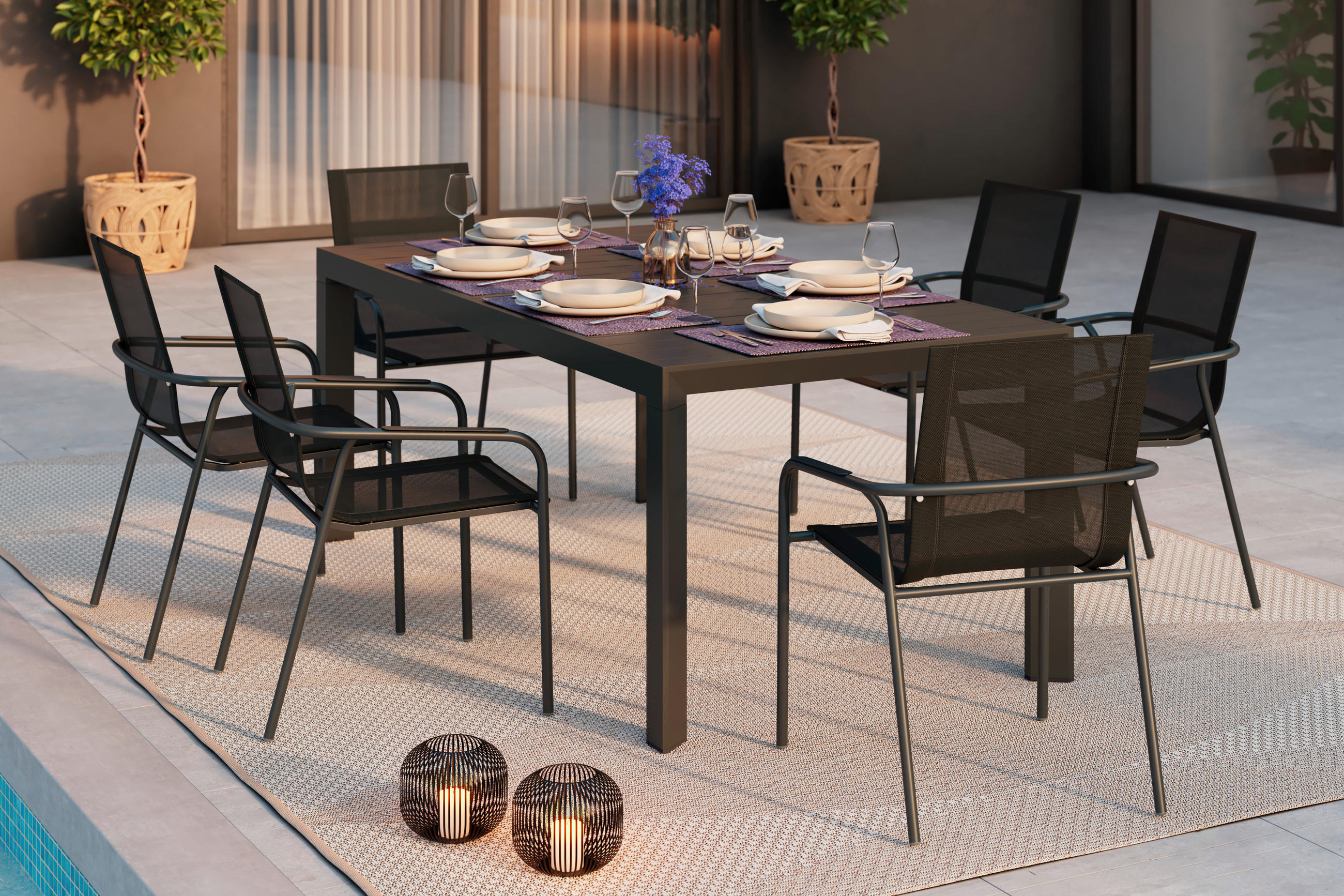 GARTENTISCH Metall rechteckig  - Anthrazit, MODERN, Metall (195/255/75/100cm) - Ambia Garden