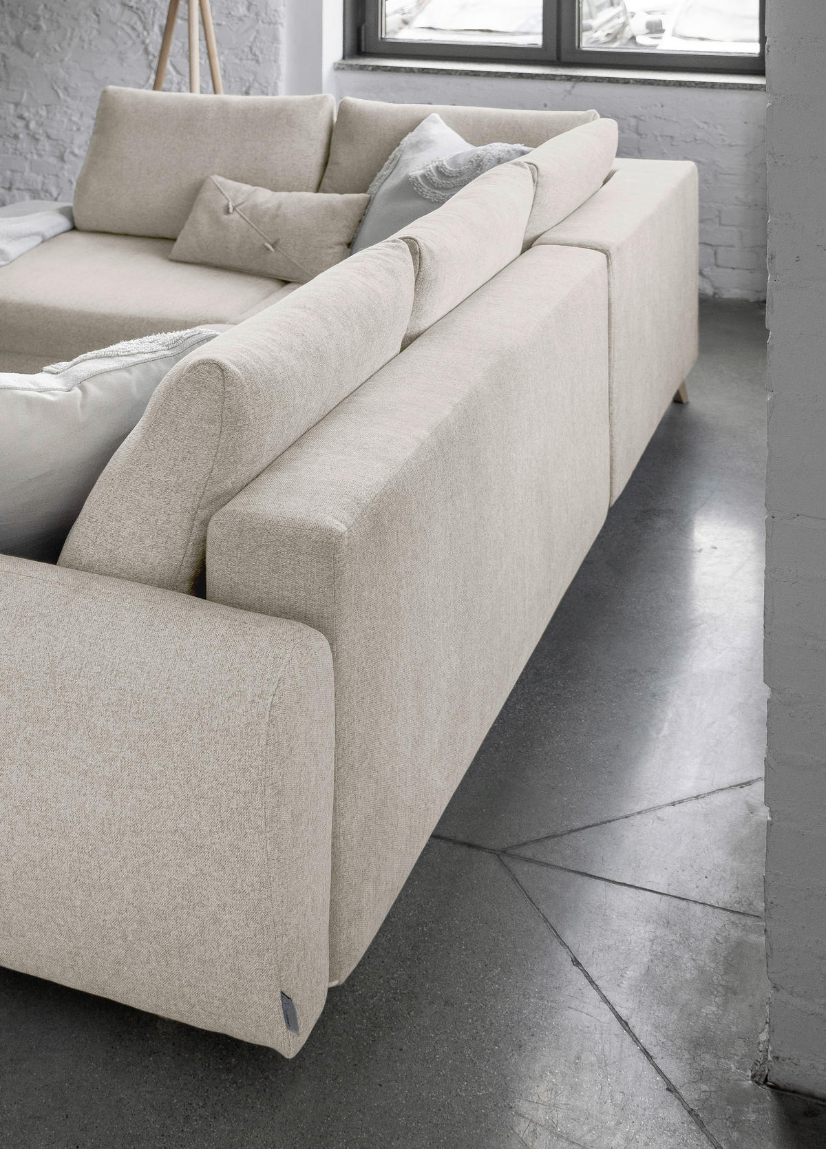 SJEDEĆA GARNITURA tekstil  bež   - prirodne boje/bež, tekstil/drvo (202/312/157cm) - MID.YOU