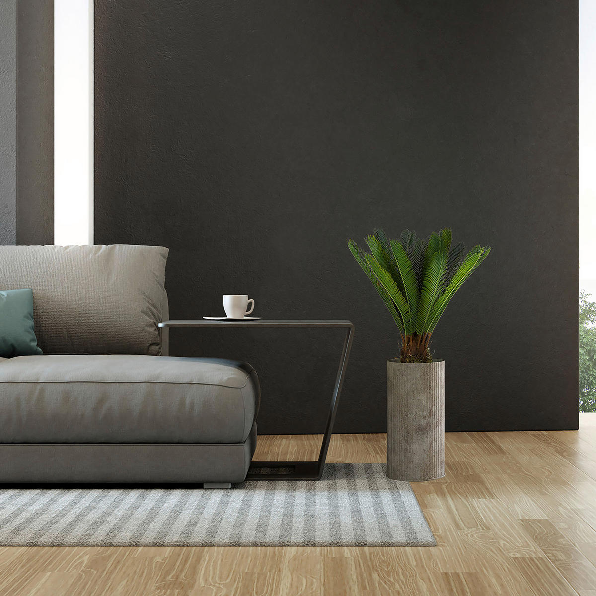 KONSTVÄXT palmträd  - grön/svart, Basics, textil/plast (70/70/70cm) - MID.YOU