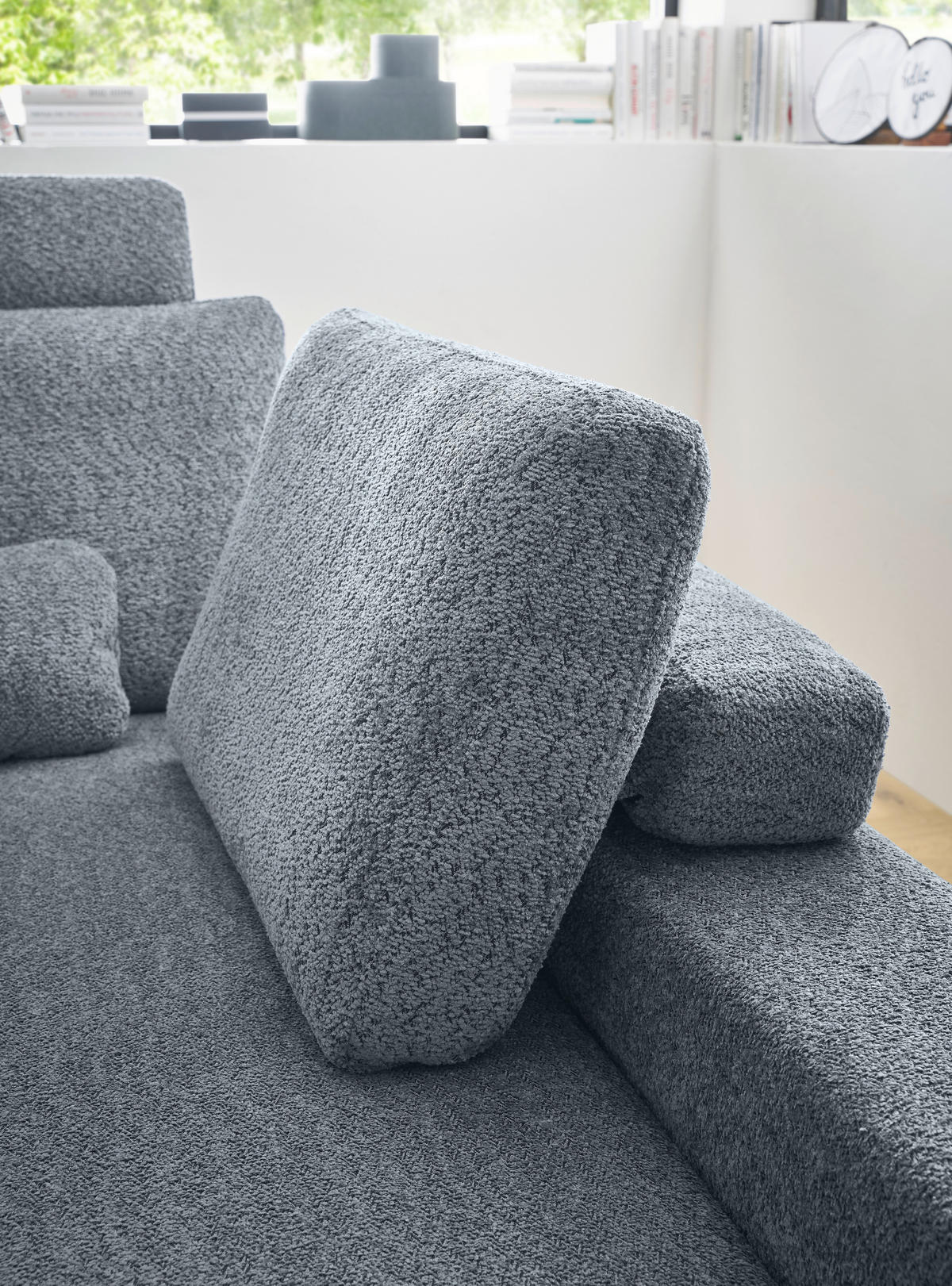 ECKSOFA Blau Chenille  - Blau/Schwarz, KONVENTIONELL, Textil/Metall (294/184cm) - SetOne by Musterring