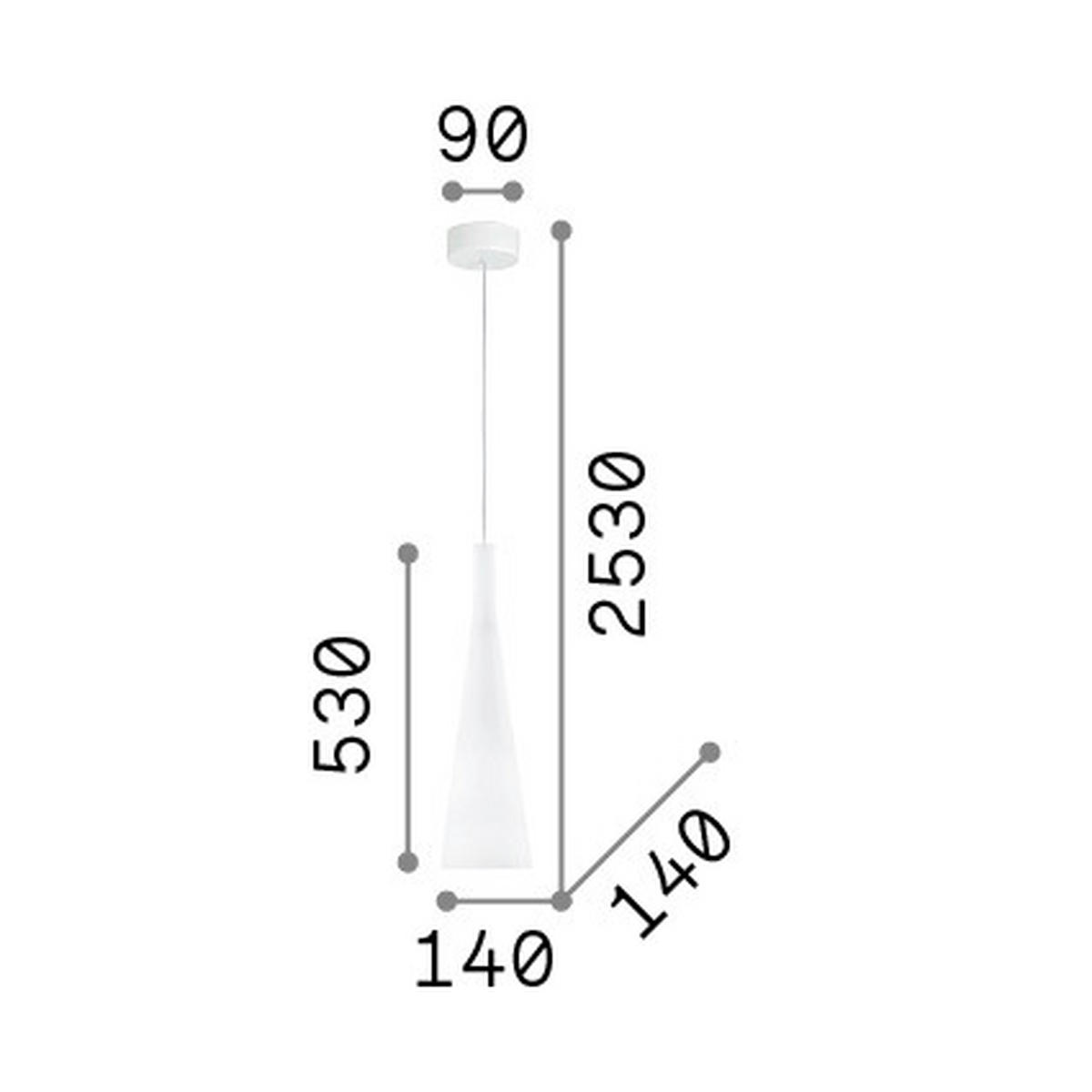 HÄNGELEUCHTE 14/78-253 cm  - Weiß, Design, Glas (14/78-253cm) - Ideal Lux