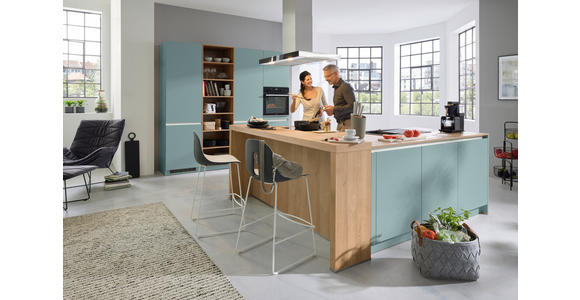 EINBAUKÜCHE   - Blau, Design, Holzwerkstoff - Novel