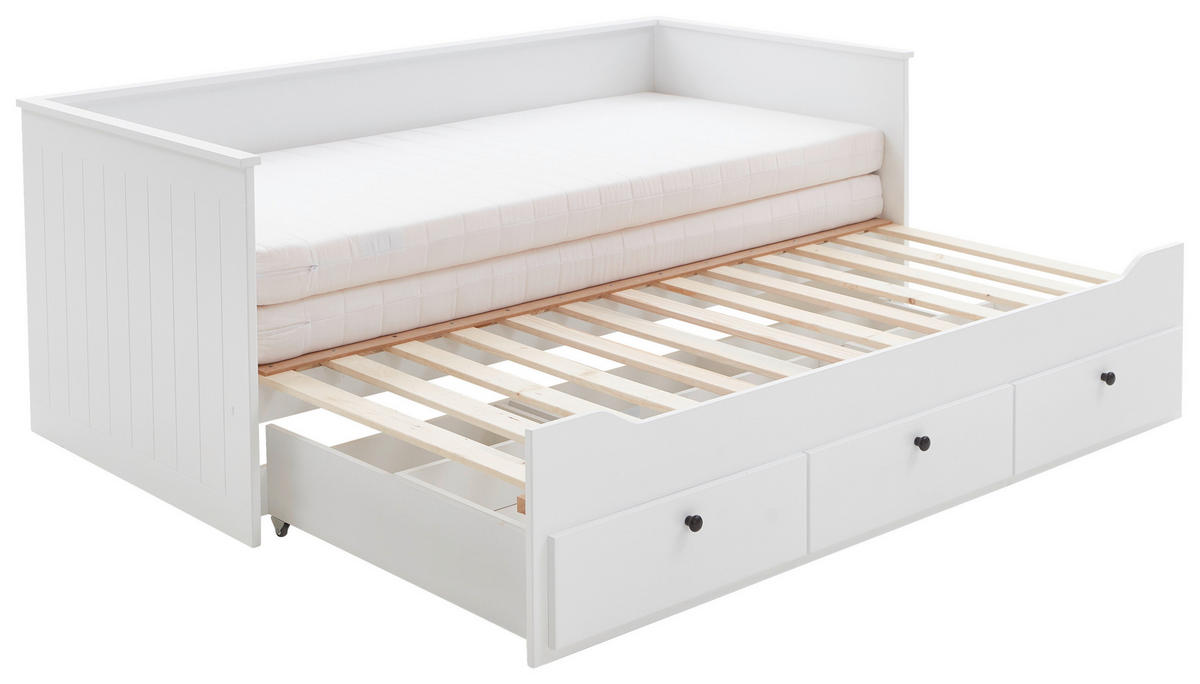 AUSZIEHBETT 90-180/200 cm  in Weiß  - Weiß, KONVENTIONELL, Holz/Holzwerkstoff (90-180/200cm) - Boxxx