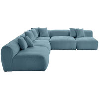 ECKSOFA in Flachgewebe, Teddystoff Blau  - Blau, Trend, Textil (315/300cm) - Livetastic