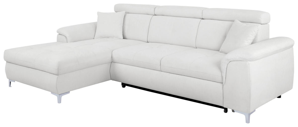 ECKSOFA in Flachgewebe Naturfarben  - Chromfarben/Naturfarben, KONVENTIONELL, Textil/Metall (175/268cm) - Carryhome