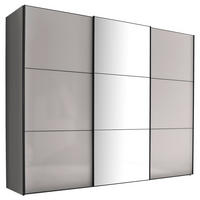 SCHWEBETÜRENSCHRANK 298/222/68 cm,  in Anthrazit, Schwarz, Hellgrau, 3 Tür(en)  - Anthrazit/Hellgrau, MODERN, Glas/Holzwerkstoff (298/222/68cm) - Moderano