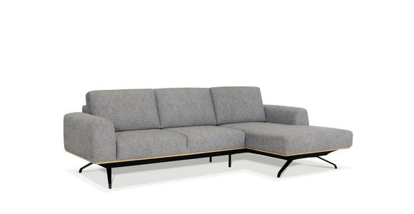 ECKSOFA in Struktur Grau 262/157 cm - Schwarz/Grau, Design, Textil/Metall (262/157cm) - Novel