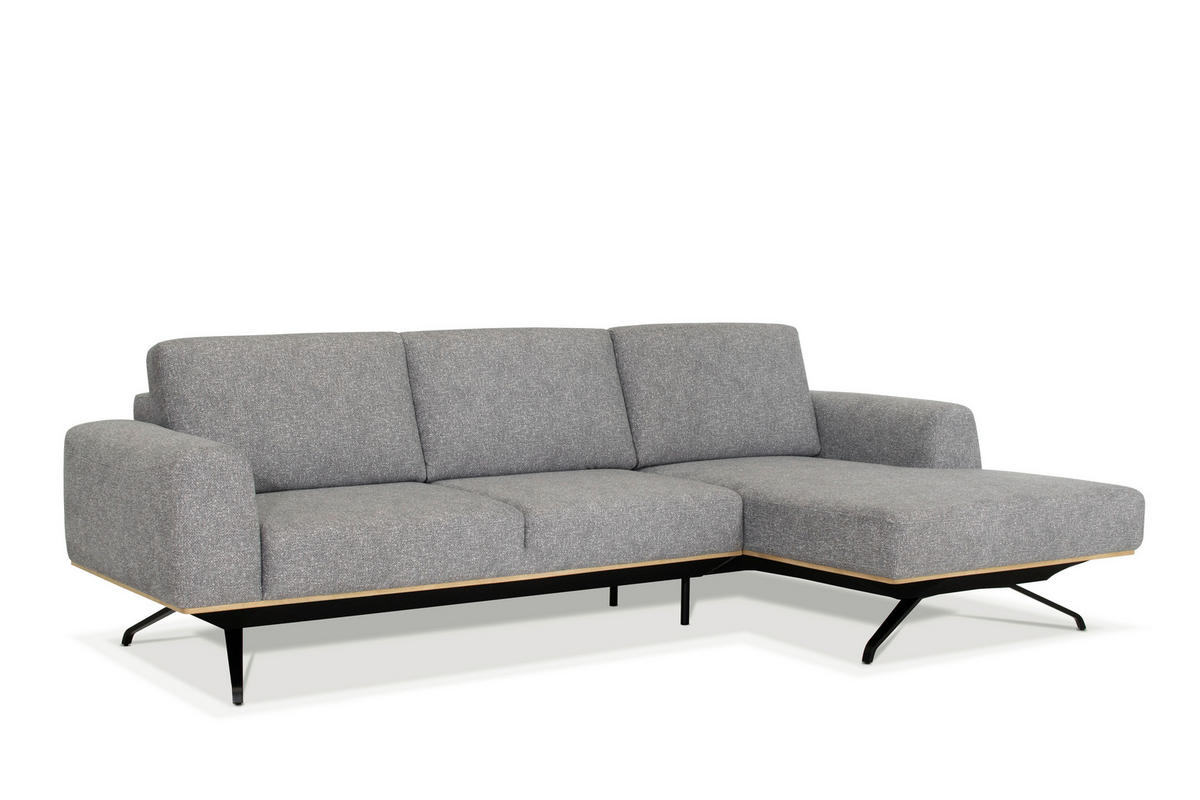 ECKSOFA in Struktur Grau  - Schwarz/Grau, Design, Textil/Metall (262/157cm) - Novel