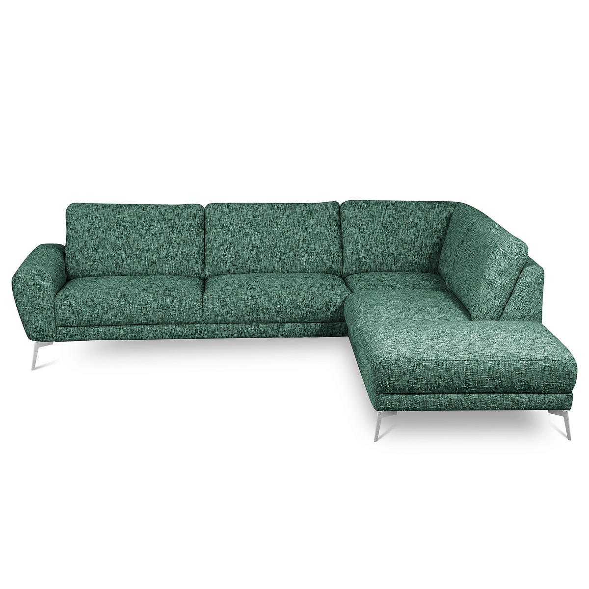 ECKSOFA  Webstoff Grün  - Chromfarben/Grün, Design, Textil/Metall (273/250cm) - Livetastic