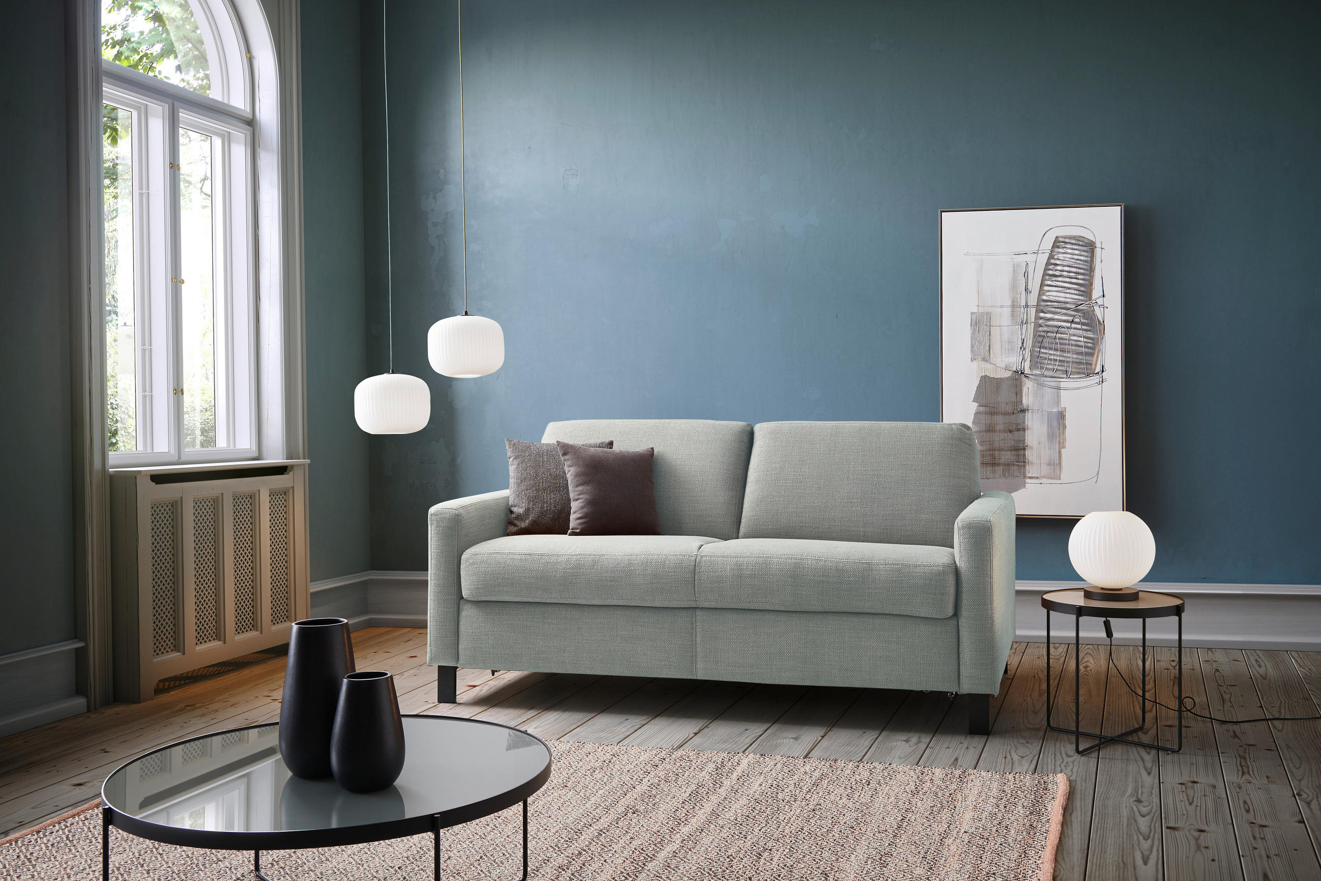 SCHLAFSOFA in Textil Grau - Schwarz/Grau, Design, Holz/Textil (184/92/102cm) - Venda