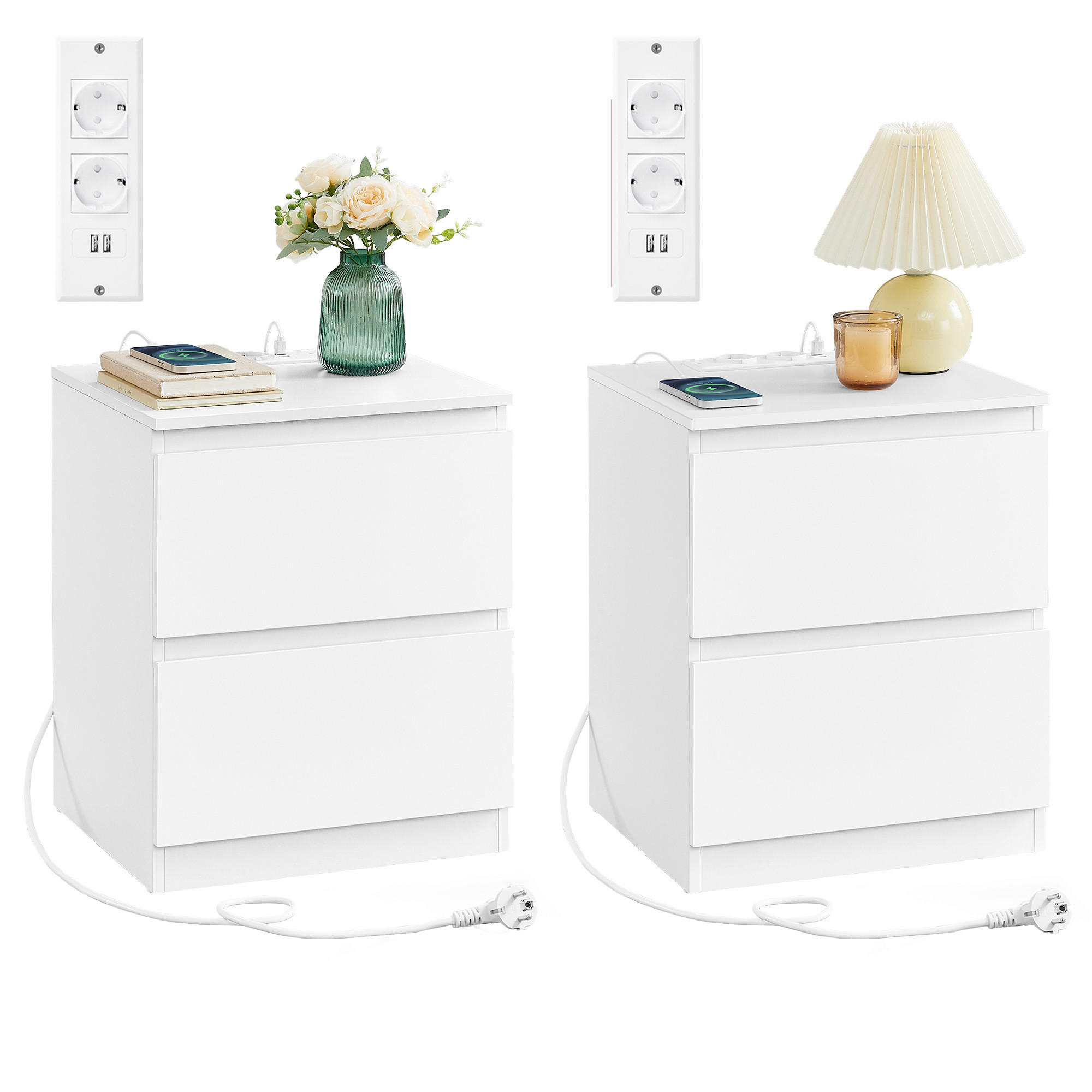 NACHTSCHRANKSET 40/49/35 cm  - Weiß, KONVENTIONELL, Holzwerkstoff (40/49/35cm) - Boxxx