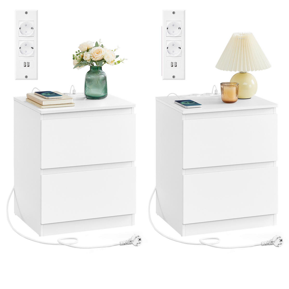 NACHTSCHRANKSET 40/49/35 cm  - Weiß, KONVENTIONELL, Holzwerkstoff (40/49/35cm) - Boxxx