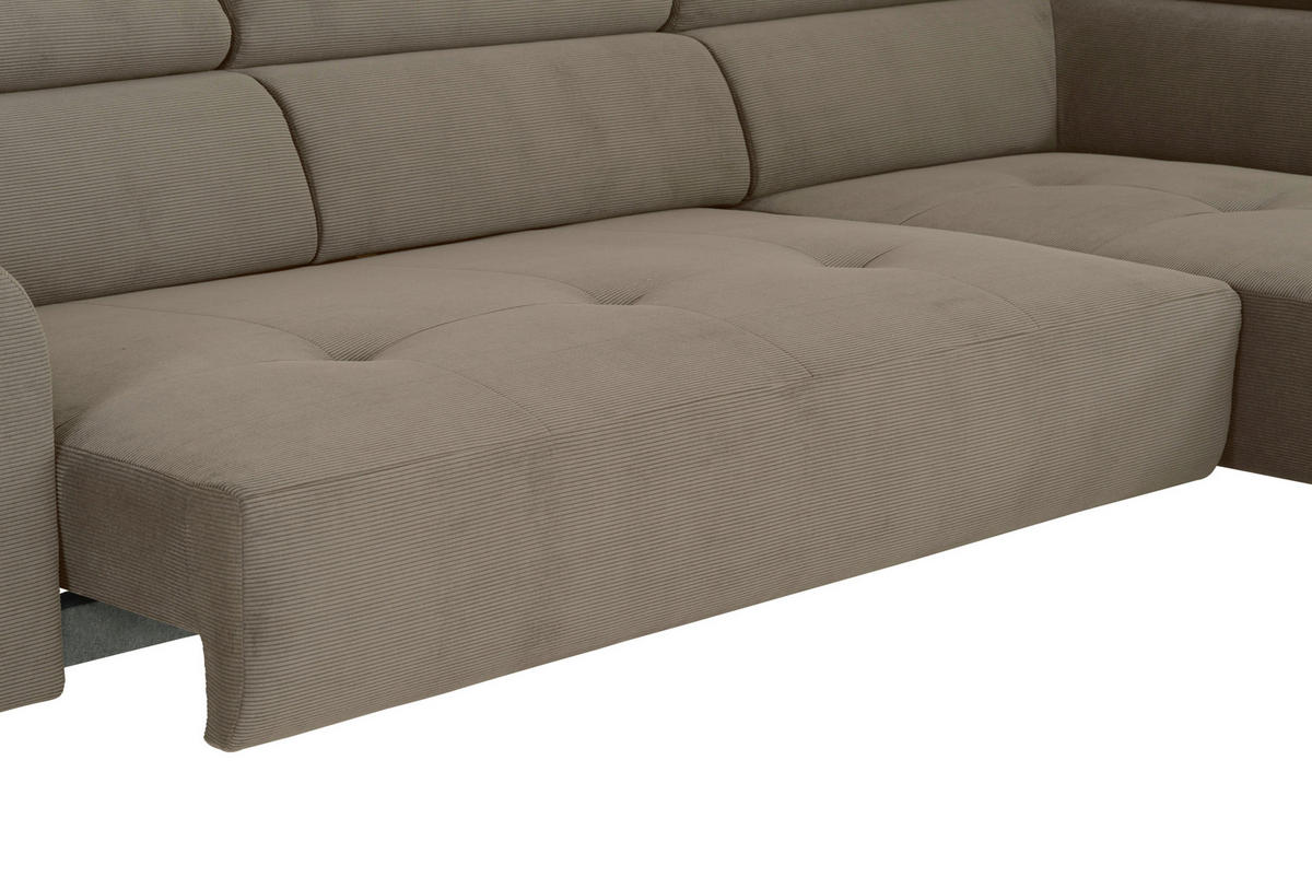ECKSOFA in Feincord Graubraun  280/205 cm  - Graubraun/Schwarz, Design, Textil/Metall (280/205cm) - Xora