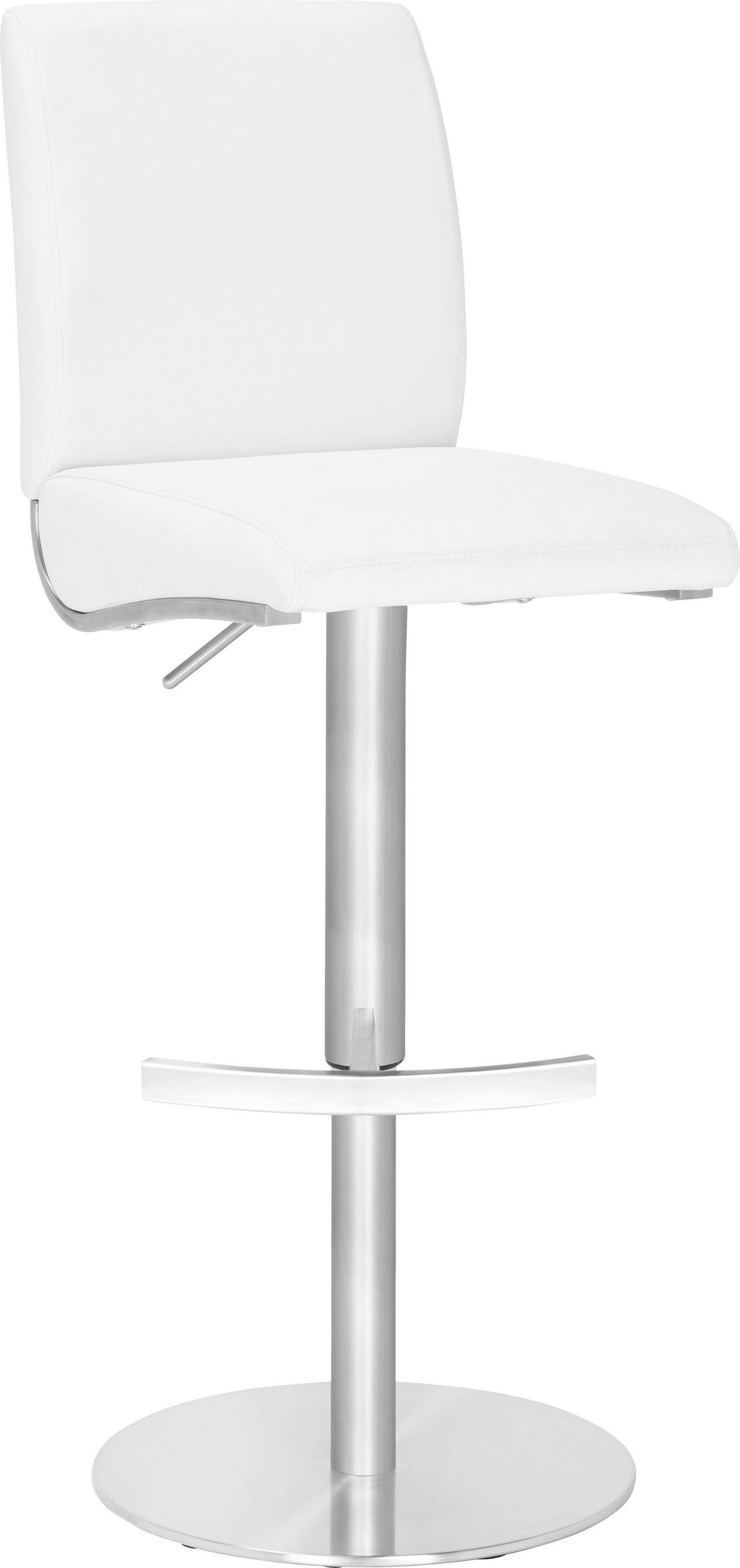 Barhocker in Metall, Textil Weiß, Edelstahlfarben