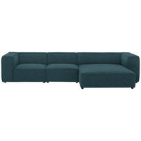 ECKSOFA in Flachgewebe Blau  341/164 cm  - Blau/Schwarz, Design, Kunststoff/Textil (341/164cm) - W.Schillig