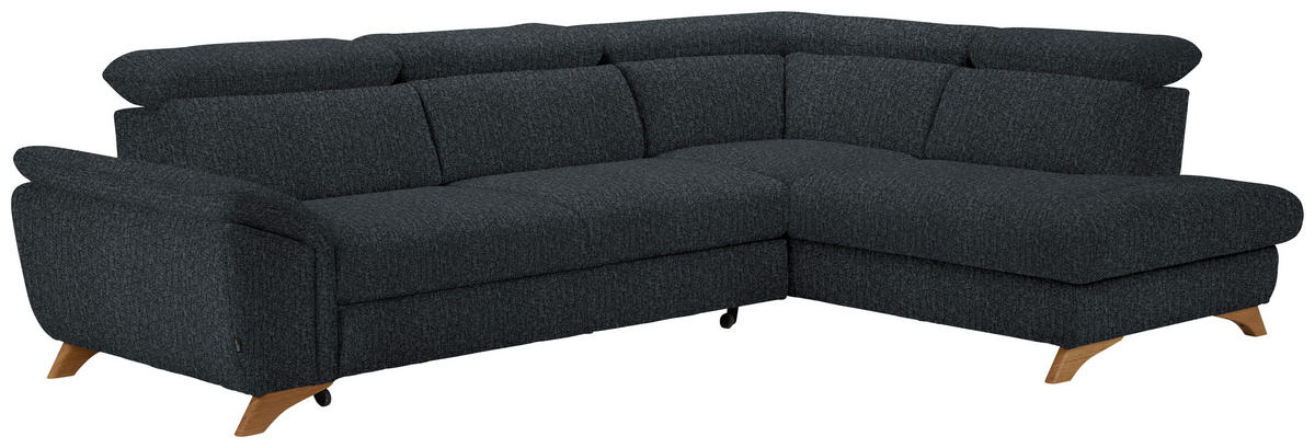 ECKSOFA MERCURY Dunkelgrau Chenille  - Eichefarben/Dunkelgrau, MODERN, Holz/Textil (287/212cm) - Valnatura