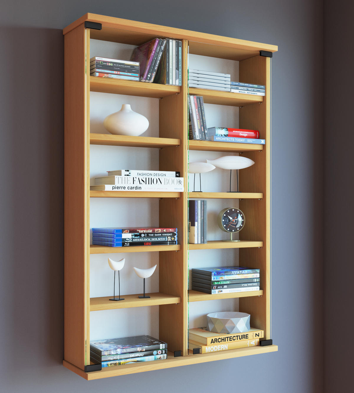 CD-Regal in Buchefarbe - Buchefarben, Konventionell, Glas/Holzwerkstoff (60/91,5/18cm) - MID.YOU
