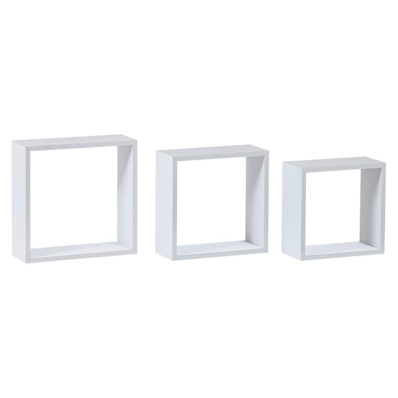 SADA NÁSTENNÝCH REGÁLOV, biela - biela, Basics, kompozitné drevo (24/24/12cm) - Carryhome