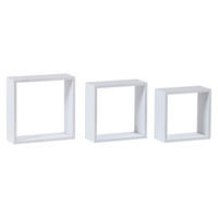 SADA NÁSTENNÝCH REGÁLOV, biela - biela, Basics, kompozitné drevo (24/24/12cm) - Carryhome